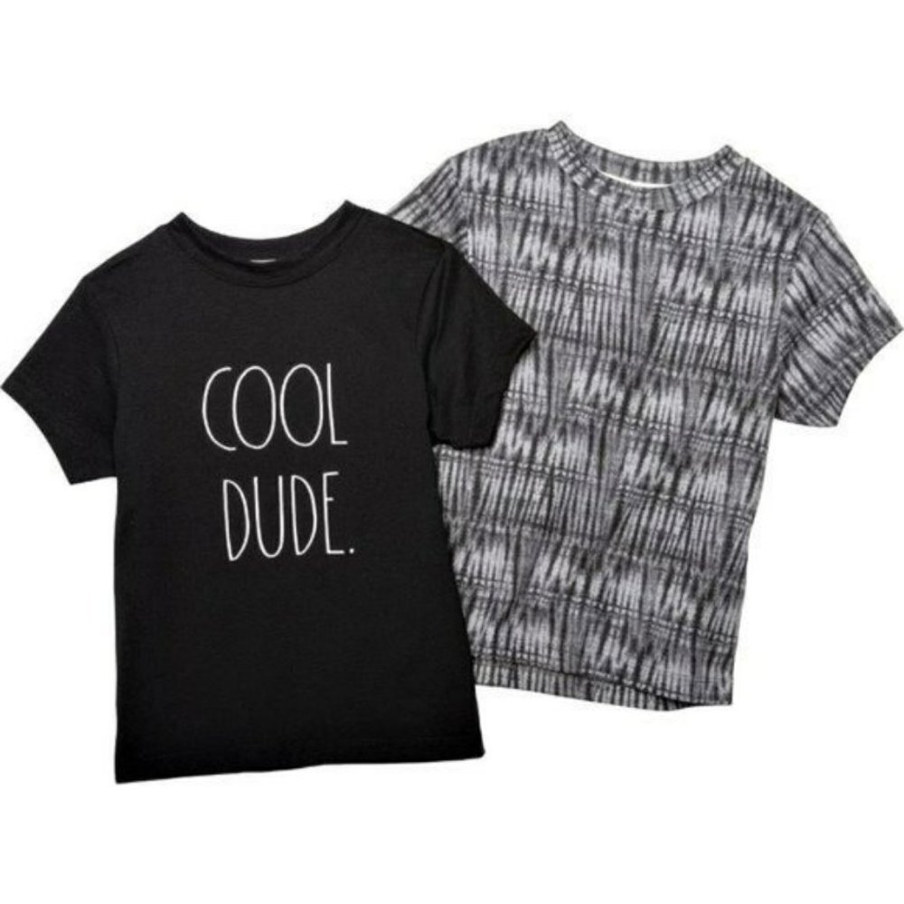 NWT Rae Dunn Boys 2-Pack Cool Dude T-Shirts Cotton Short Sleeve Tee